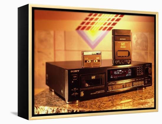 Sony's Dat Tape Deck, Walkman Portable Cassette Player and Blank Dat Cassette-Ted Thai-Framed Premier Image Canvas