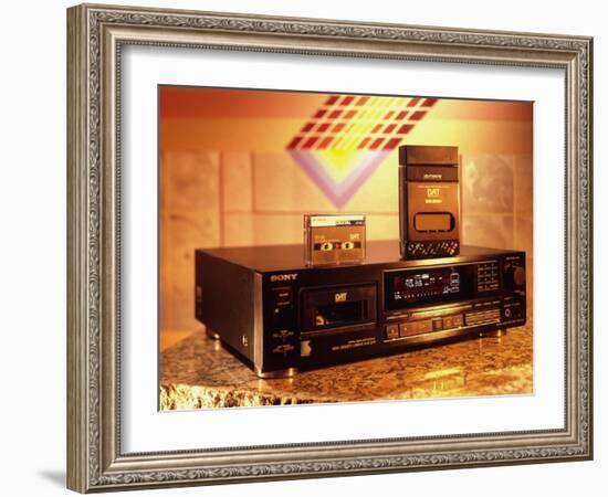 Sony's Dat Tape Deck, Walkman Portable Cassette Player and Blank Dat Cassette-Ted Thai-Framed Photographic Print