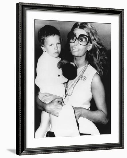 Sophia Loren Holds Her Son, Carlo Ponti, Jr-null-Framed Photo