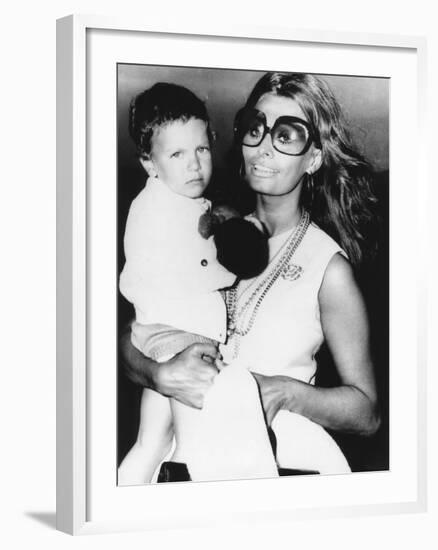 Sophia Loren Holds Her Son, Carlo Ponti, Jr-null-Framed Photo