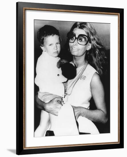 Sophia Loren Holds Her Son, Carlo Ponti, Jr-null-Framed Photo