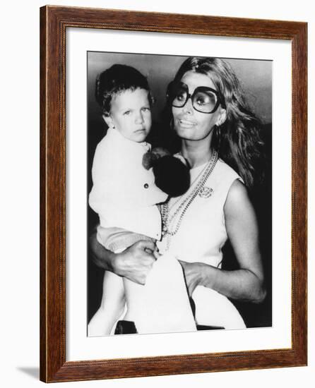 Sophia Loren Holds Her Son, Carlo Ponti, Jr-null-Framed Photo