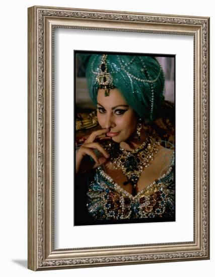 Sophia Loren in Exotic East Indian Costume for Role in Motion Picture Lady L-Gjon Mili-Framed Photographic Print