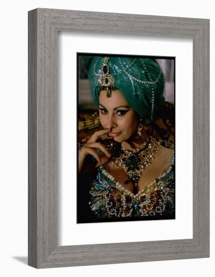 Sophia Loren in Exotic East Indian Costume for Role in Motion Picture Lady L-Gjon Mili-Framed Photographic Print