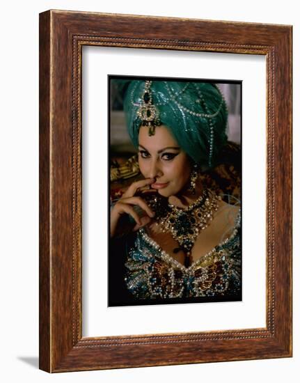 Sophia Loren in Exotic East Indian Costume for Role in Motion Picture Lady L-Gjon Mili-Framed Photographic Print