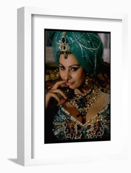 Sophia Loren in Exotic East Indian Costume for Role in Motion Picture Lady L-Gjon Mili-Framed Photographic Print