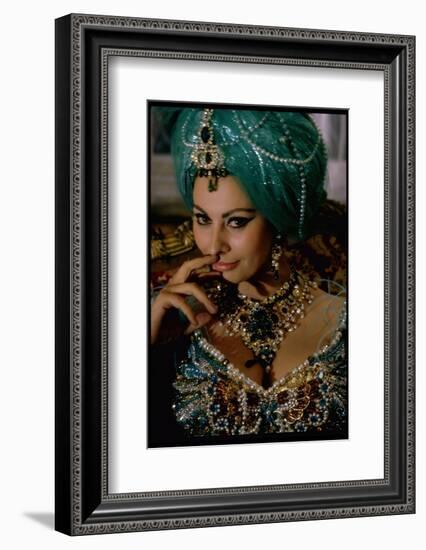 Sophia Loren in Exotic East Indian Costume for Role in Motion Picture Lady L-Gjon Mili-Framed Photographic Print