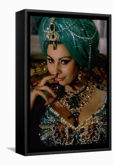 Sophia Loren in Exotic East Indian Costume for Role in Motion Picture Lady L-Gjon Mili-Framed Premier Image Canvas