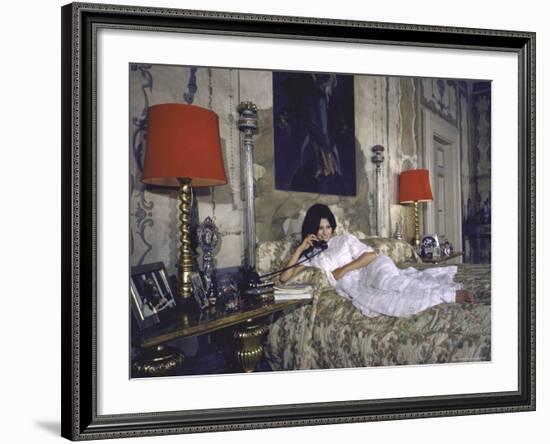 Sophia Loren in Her Bedroom at the Villa-Alfred Eisenstaedt-Framed Premium Photographic Print