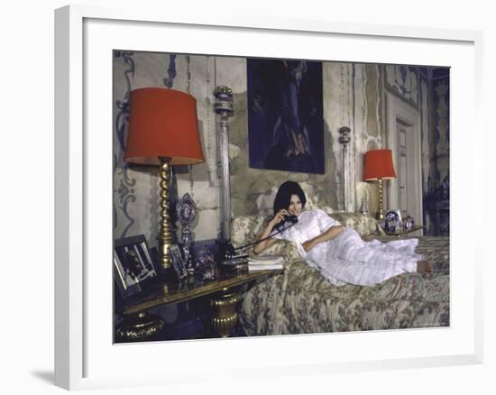 Sophia Loren in Her Bedroom at the Villa-Alfred Eisenstaedt-Framed Premium Photographic Print