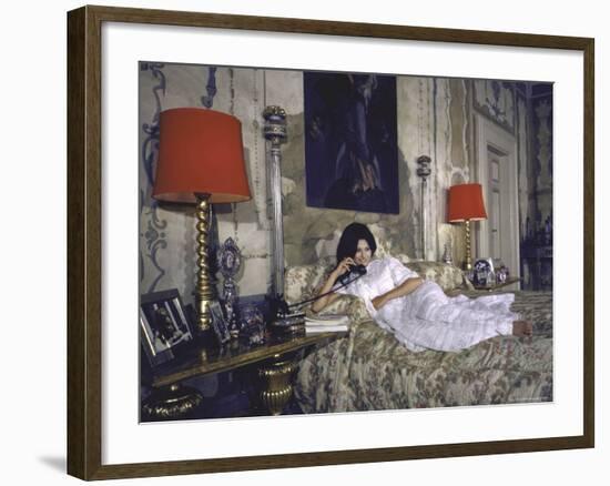 Sophia Loren in Her Bedroom at the Villa-Alfred Eisenstaedt-Framed Premium Photographic Print