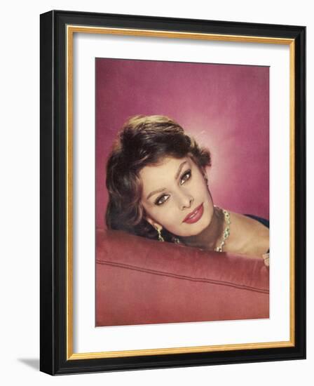 Sophia Loren Italian Film Actress in a Glamorous Pose-null-Framed Photographic Print