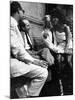 Sophia Loren Sitting on Director Vittorio de Sica's Lap During Filming "Marriage, Italian Style"-Alfred Eisenstaedt-Mounted Premium Photographic Print