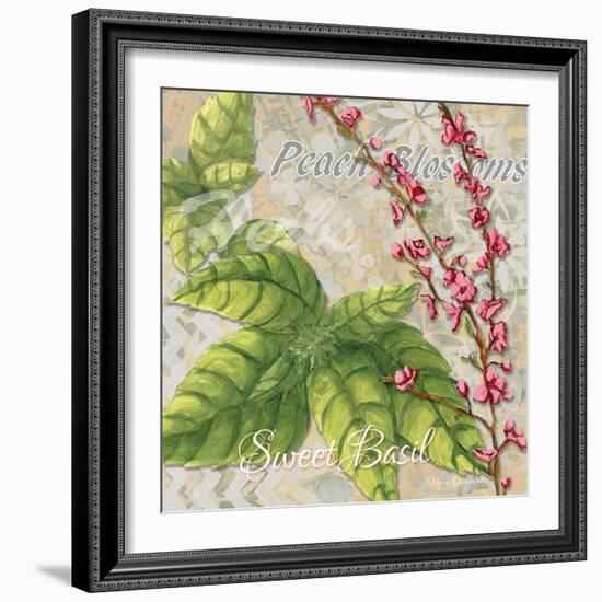 Sophisticated Elegant Herbs Spices Basil Peach-Megan Aroon Duncanson-Framed Art Print