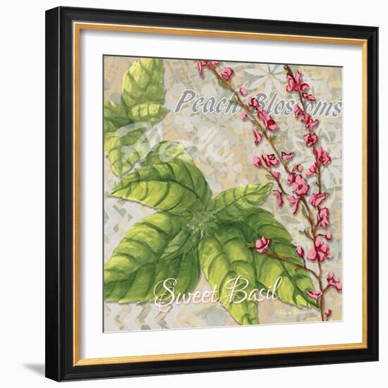 Sophisticated Elegant Herbs Spices Basil Peach-Megan Aroon Duncanson-Framed Art Print