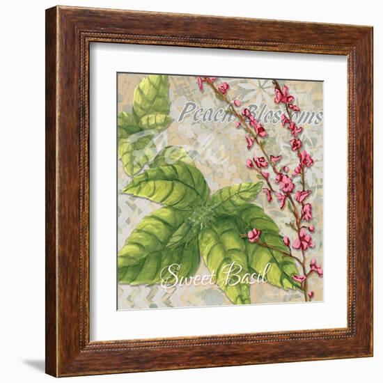 Sophisticated Elegant Herbs Spices Basil Peach-Megan Aroon Duncanson-Framed Art Print