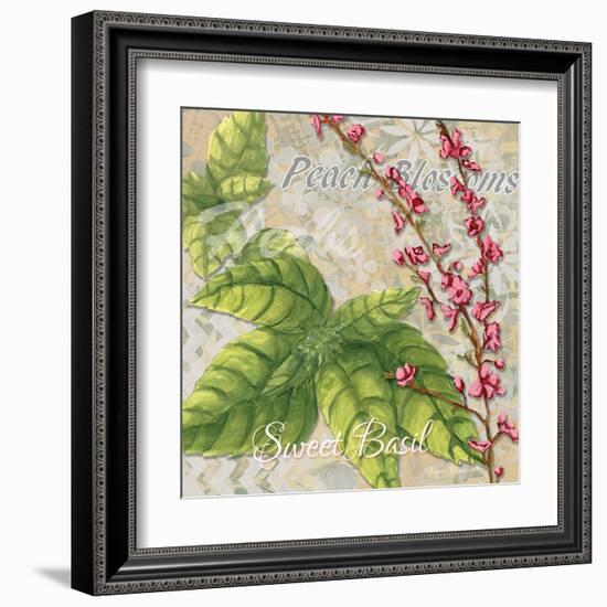 Sophisticated Elegant Herbs Spices Basil Peach-Megan Aroon Duncanson-Framed Art Print