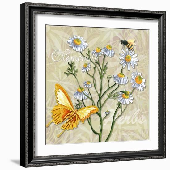 Sophisticated Elegant Herbs Spices Chamomile Daisy-Megan Aroon Duncanson-Framed Art Print