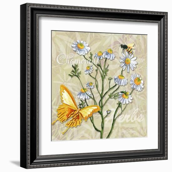 Sophisticated Elegant Herbs Spices Chamomile Daisy-Megan Aroon Duncanson-Framed Art Print