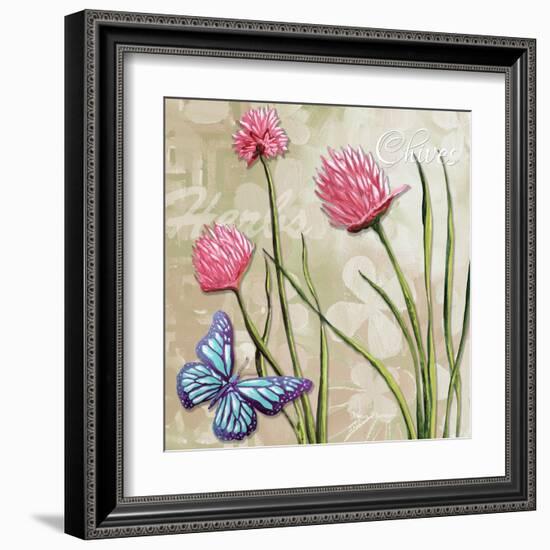 Sophisticated Elegant Herbs Spices Chives Blossom-Megan Aroon Duncanson-Framed Art Print