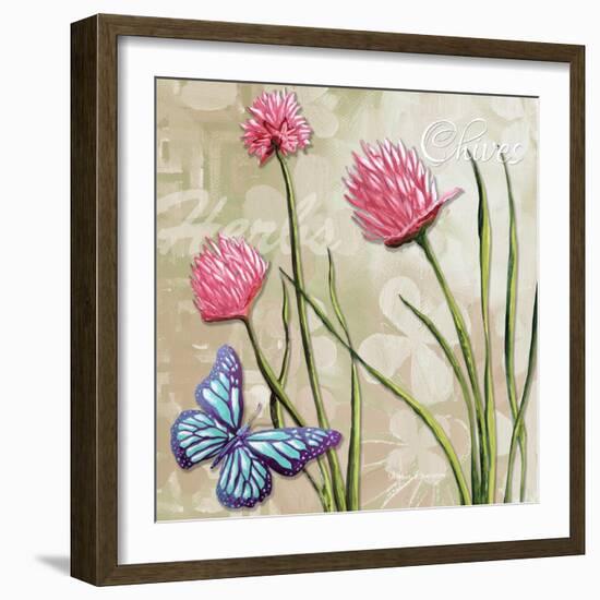 Sophisticated Elegant Herbs Spices Chives Blossom-Megan Aroon Duncanson-Framed Art Print