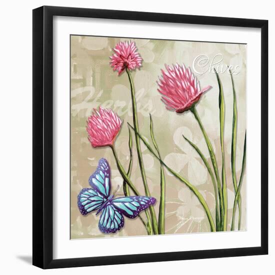 Sophisticated Elegant Herbs Spices Chives Blossom-Megan Aroon Duncanson-Framed Art Print