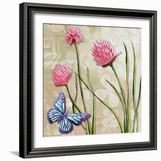 Sophisticated Elegant Herbs Spices Chives Blossom-Megan Aroon Duncanson-Framed Art Print