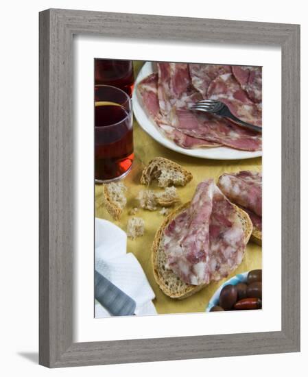 Soppressata (Soprassata) (Capofreddo), Italian Dry-Cured Salami, Italian Food, Italy, Europe-Nico Tondini-Framed Photographic Print