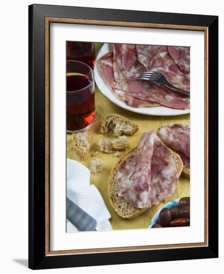 Soppressata (Soprassata) (Capofreddo), Italian Dry-Cured Salami, Italian Food, Italy, Europe-Nico Tondini-Framed Photographic Print