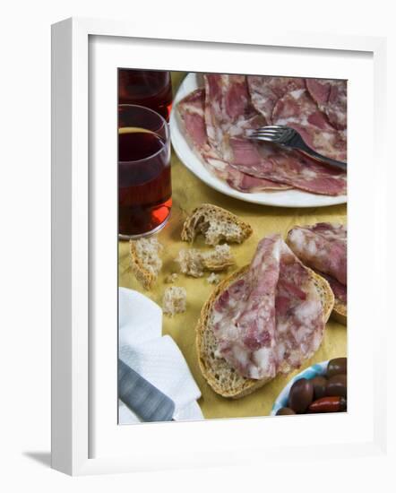 Soppressata (Soprassata) (Capofreddo), Italian Dry-Cured Salami, Italian Food, Italy, Europe-Nico Tondini-Framed Photographic Print