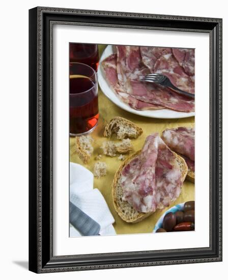 Soppressata (Soprassata) (Capofreddo), Italian Dry-Cured Salami, Italian Food, Italy, Europe-Nico Tondini-Framed Photographic Print