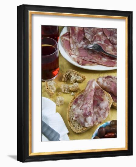 Soppressata (Soprassata) (Capofreddo), Italian Dry-Cured Salami, Italian Food, Italy, Europe-Nico Tondini-Framed Photographic Print