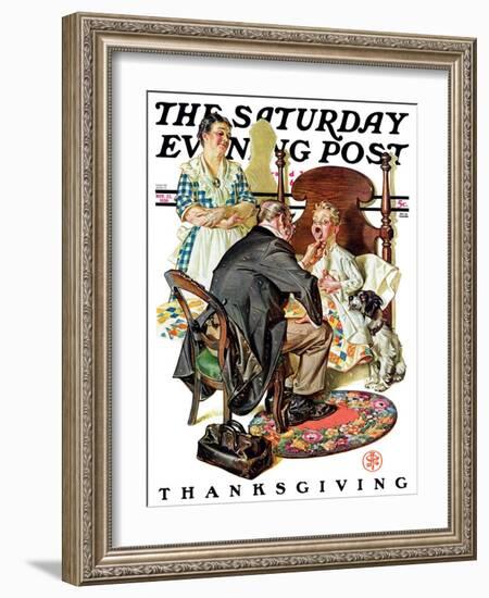 "Sore Throat," Saturday Evening Post Cover, November 22, 1930-Joseph Christian Leyendecker-Framed Giclee Print