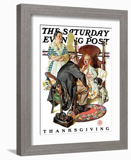 "Sore Throat," Saturday Evening Post Cover, November 22, 1930-Joseph Christian Leyendecker-Framed Giclee Print