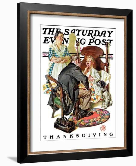 "Sore Throat," Saturday Evening Post Cover, November 22, 1930-Joseph Christian Leyendecker-Framed Giclee Print
