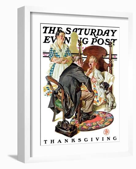 "Sore Throat," Saturday Evening Post Cover, November 22, 1930-Joseph Christian Leyendecker-Framed Giclee Print