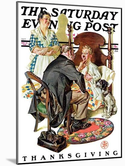 "Sore Throat," Saturday Evening Post Cover, November 22, 1930-Joseph Christian Leyendecker-Mounted Giclee Print