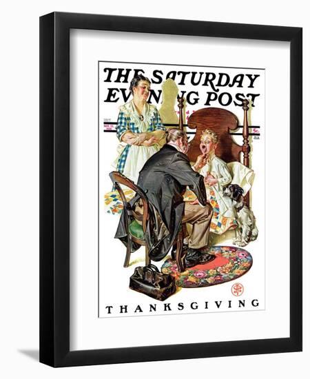 "Sore Throat," Saturday Evening Post Cover, November 22, 1930-Joseph Christian Leyendecker-Framed Giclee Print