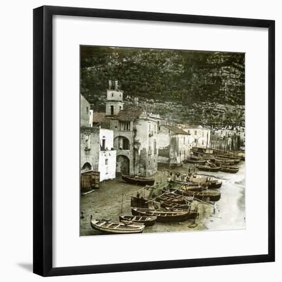 Sorrento (Italy), the Beach, Circa 1860-Leon, Levy et Fils-Framed Photographic Print