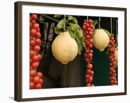 Sorrento Lemons and Cherry Tomatoes, Sorrento, Campania, Italy-Walter Bibikow-Framed Photographic Print