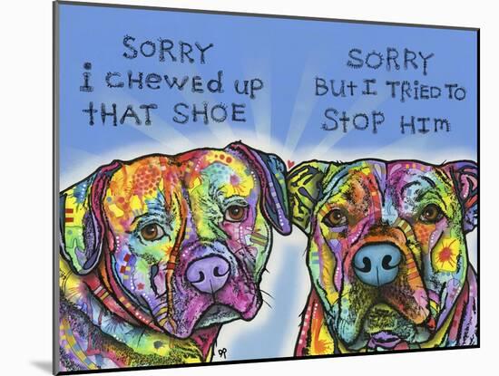 Sorry, I chewed up that shoe, sorry but i tried to stop him, Dogs, Guilty, Pets, Pop Art-Russo Dean-Mounted Giclee Print