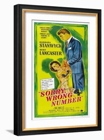 SORRY, WRONG NUMBER, US poster, from left: Barbara Stanwyck, Burt Lancaster, 1948-null-Framed Premium Giclee Print