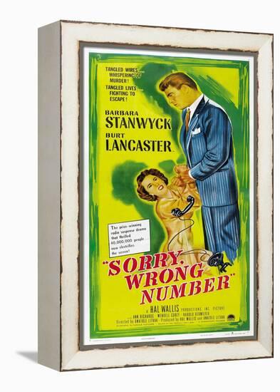 SORRY, WRONG NUMBER, US poster, from left: Barbara Stanwyck, Burt Lancaster, 1948-null-Framed Stretched Canvas