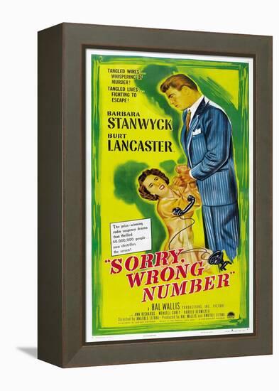 SORRY, WRONG NUMBER, US poster, from left: Barbara Stanwyck, Burt Lancaster, 1948-null-Framed Stretched Canvas