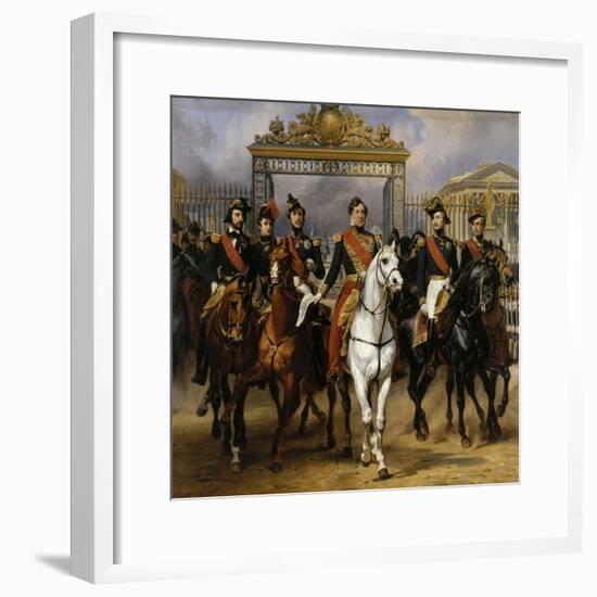 Sortant par la grille d'honneur du château de Versailles après avoir passé une revue militaire-Horace Vernet-Framed Giclee Print