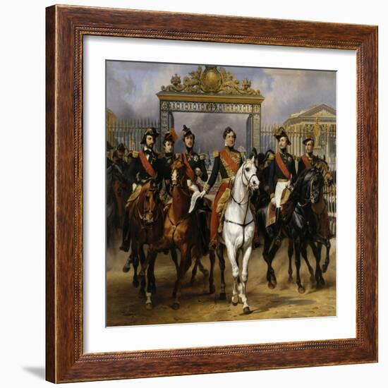 Sortant par la grille d'honneur du château de Versailles après avoir passé une revue militaire-Horace Vernet-Framed Giclee Print