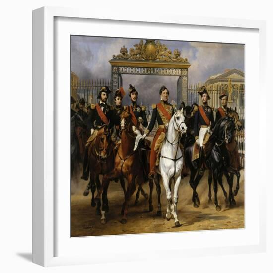 Sortant par la grille d'honneur du château de Versailles après avoir passé une revue militaire-Horace Vernet-Framed Giclee Print