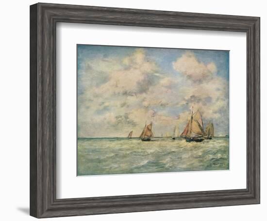 'Sortie Des Barques A Trouville', 19th century-Eugene Louis Boudin-Framed Giclee Print