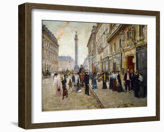 Sortie des ouvrières de la maison Paquin, rue de la Paix, vers 1902-Jean Béraud-Framed Giclee Print