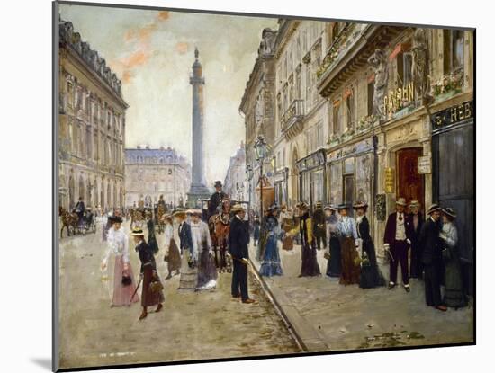 Sortie des ouvrières de la maison Paquin, rue de la Paix, vers 1902-Jean Béraud-Mounted Giclee Print